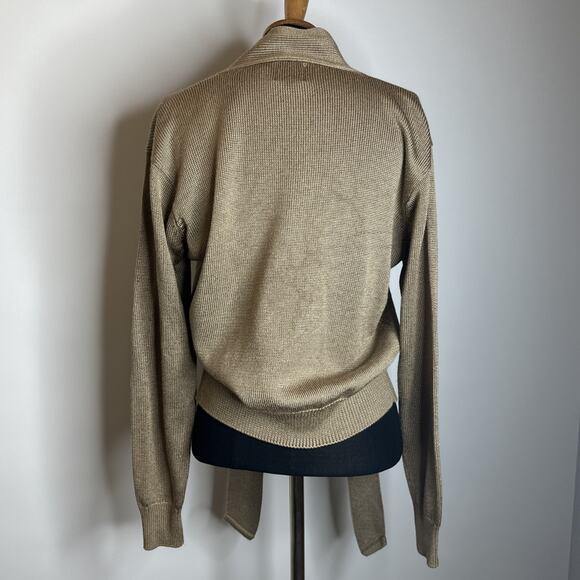 Vintage Fia Italia Handloomed Cardigan Sweater Knit Gold Open Front Womens S - Picture 2 of 9